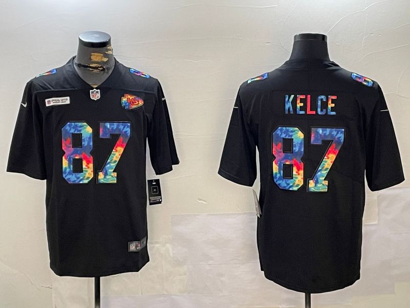 Men Kansas City Chiefs 87 Kelce Black 2024 Nike Vapor Limited NFL Jersey style 8